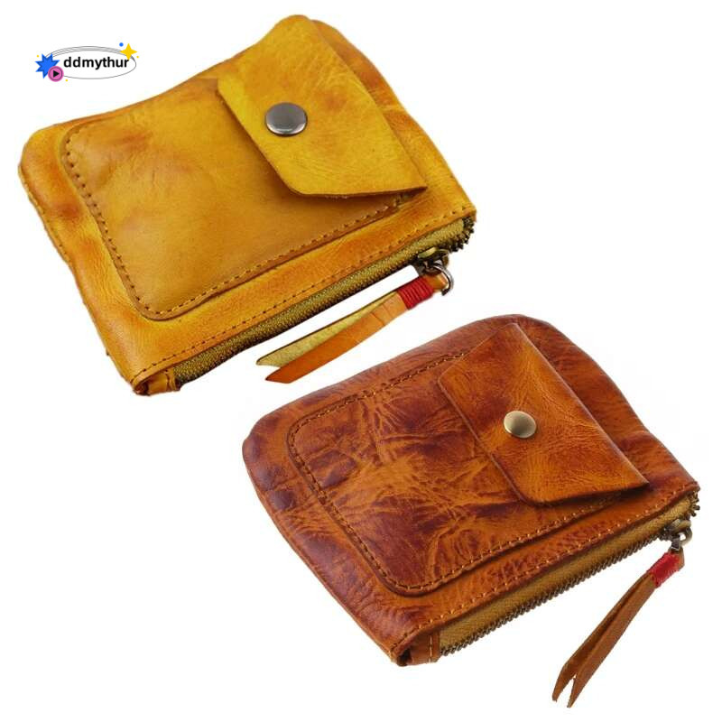 Genuine Leather Coin Purse Vintage Mini Zipper Wallets Case Storage Bag Card Holder Pocket for Men Women ddmythur