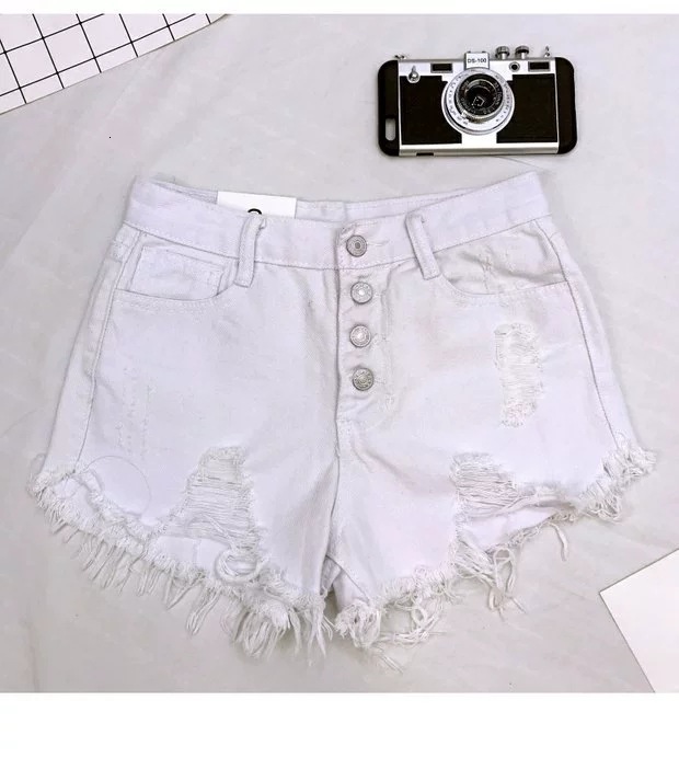 2025S Women s Designer Shorts Large Round Fat Mm High Waist Pierced Cowboy Hot Pants Summer New Tight A Buckle Wide Leg Sexy Tassel Hot Pants Beach Pa