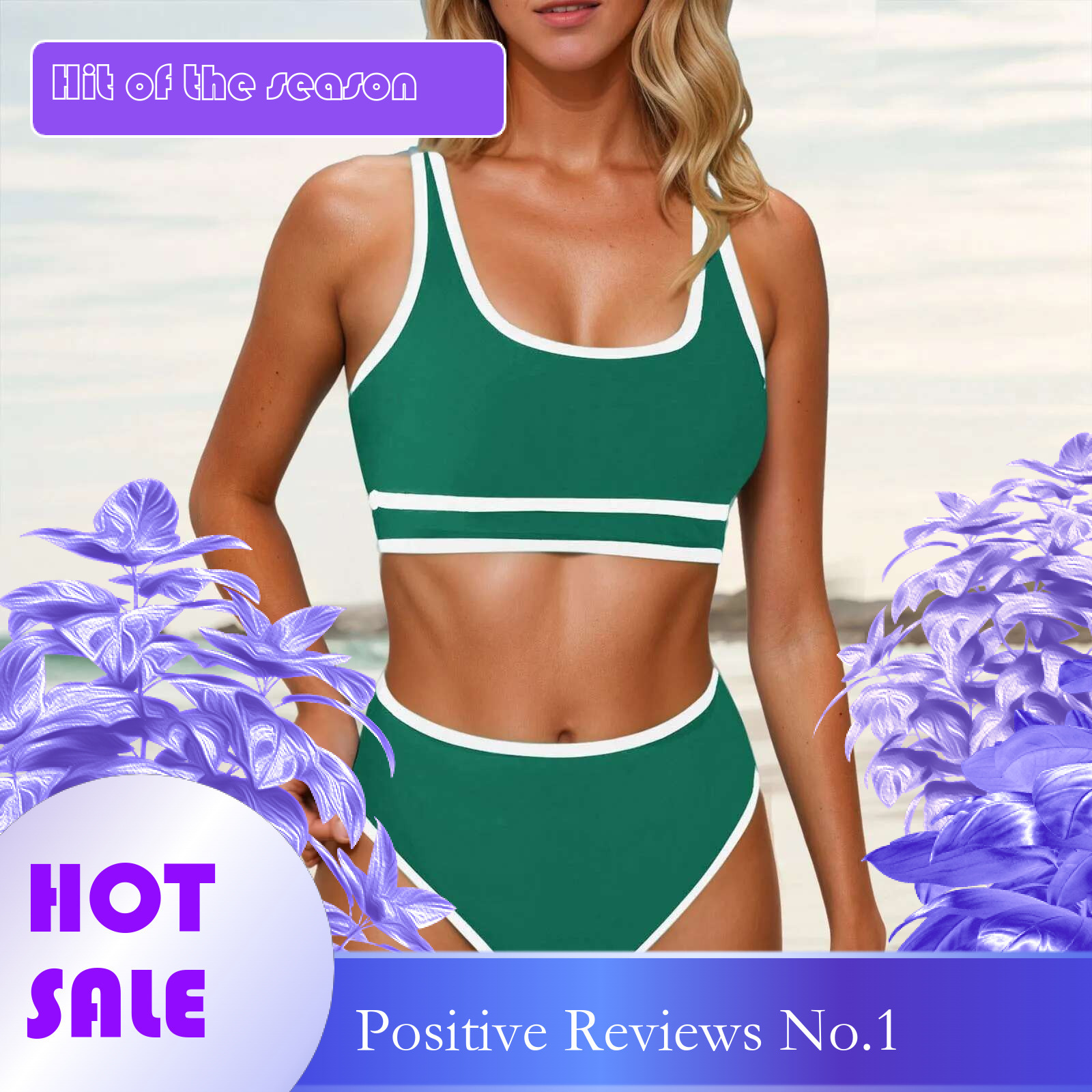 Dongdumaoyi Women S High Waisted Bikini Sets Sporty Two Piece Swimsuit Color Block Cut Bathing Suits For