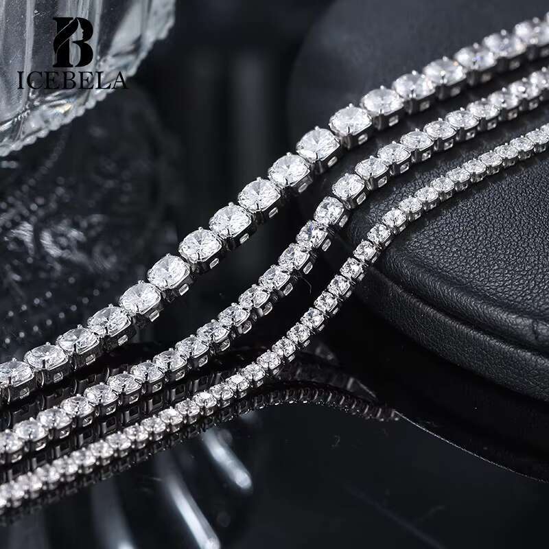 ICEBELAR High Quality Real 925 Sterling Silver 4mm Cubic Zircon Diamond Tennis Bracelet for Women Men
