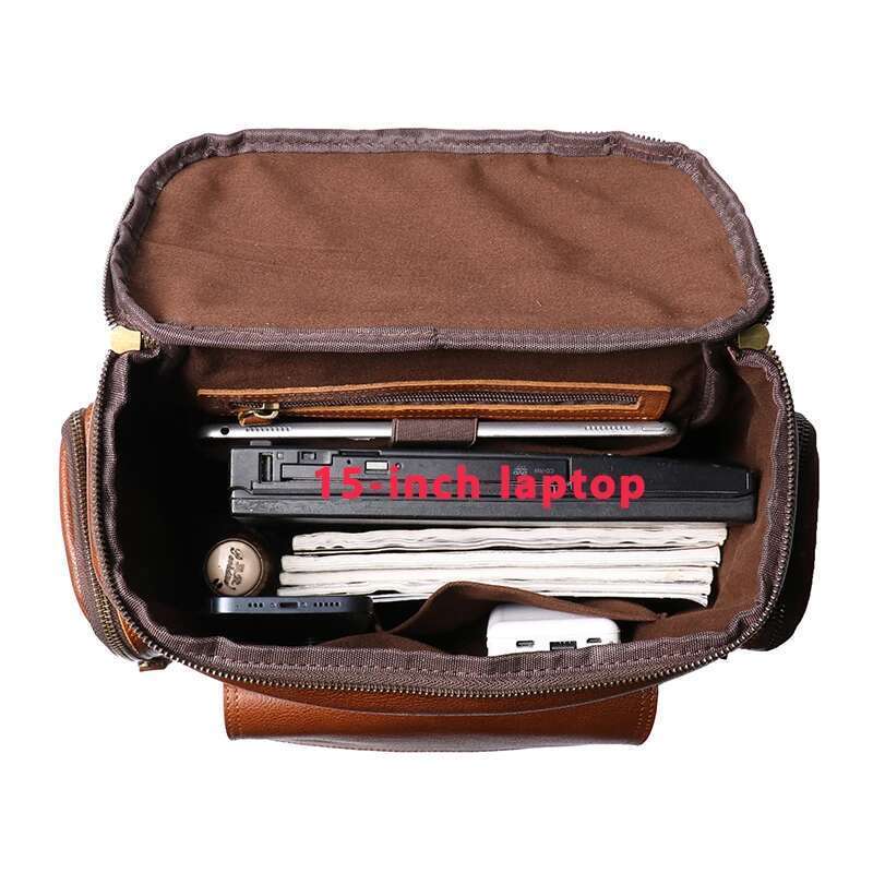 Women's Bags Leathfocus Vintage Cowhide Mountaineering Hiking Travel Backpack High-capacity Real Leather Man Satchel Laptop Bag