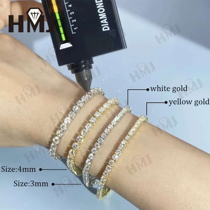 Factory Sale 2.5-6.5mm Moissanite Bracelet For Women Sterling Silver Gold Mans Moissanite Tennis Chain Custom Hippop