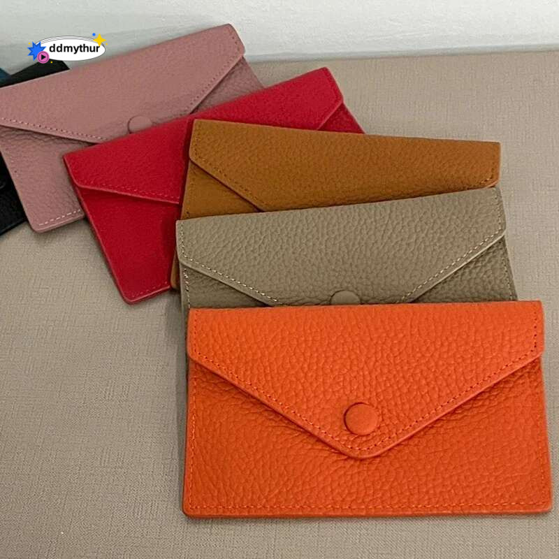 Women's Ultra-thin Ins Style Genuine Leather Holder Fashion Mini Short Envelope Wallet Korean Japan Credit Card Case Purse ddmythur