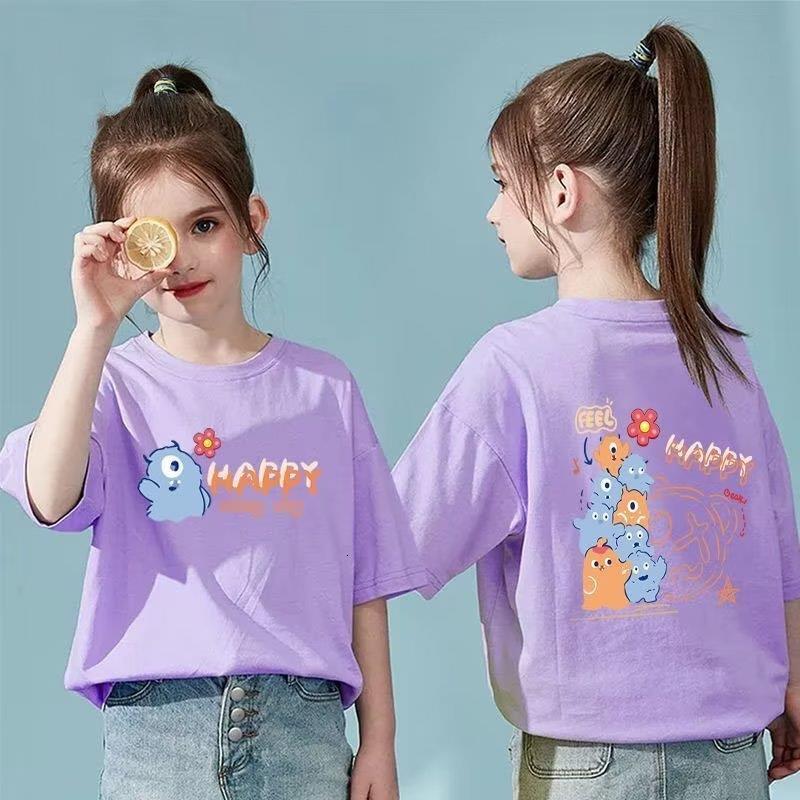 Ddmyshoesvip Girls Short Sleeved T Shirt New Children S Cute Cartoon Print Versatile Academy Style Summer Dress With Half Sleeves For Big Kids