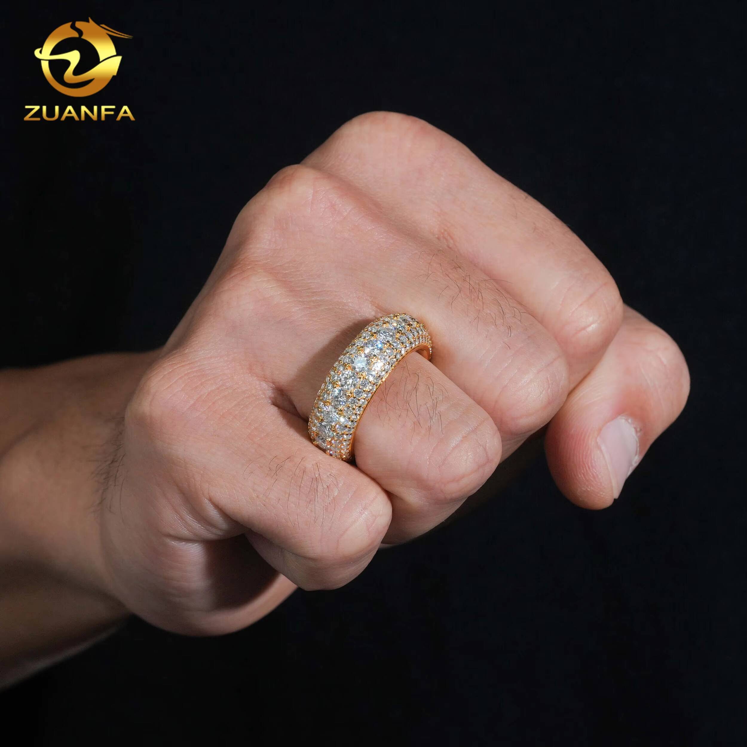 Bubble Full Band Ring 5 Row Eternity Ring GRA 925 Solid Silver Moissanite Ring Iced Out Men Diamond Ring Iced Out Jewelry