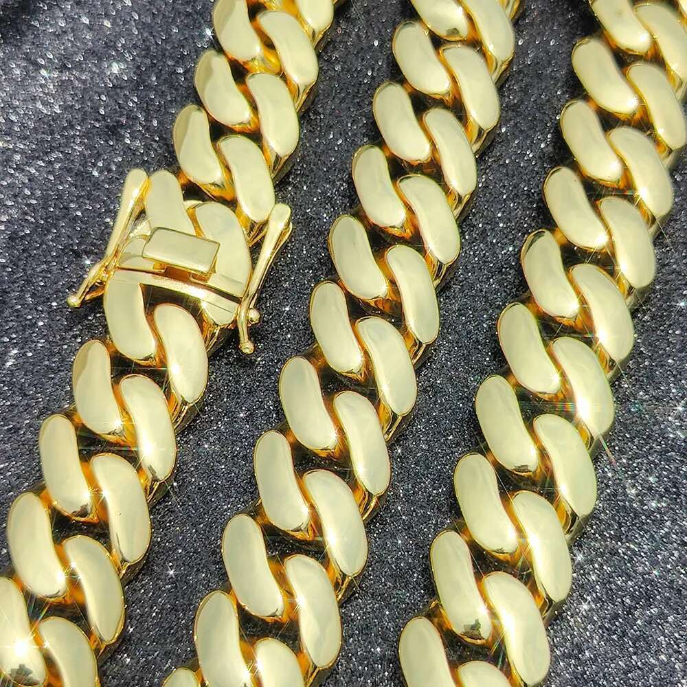 Hip Hop Jewelry 22mm Thick Miami Men Necklace Fashion Brass Gold Plated Cuban k Chain Drop Shipping