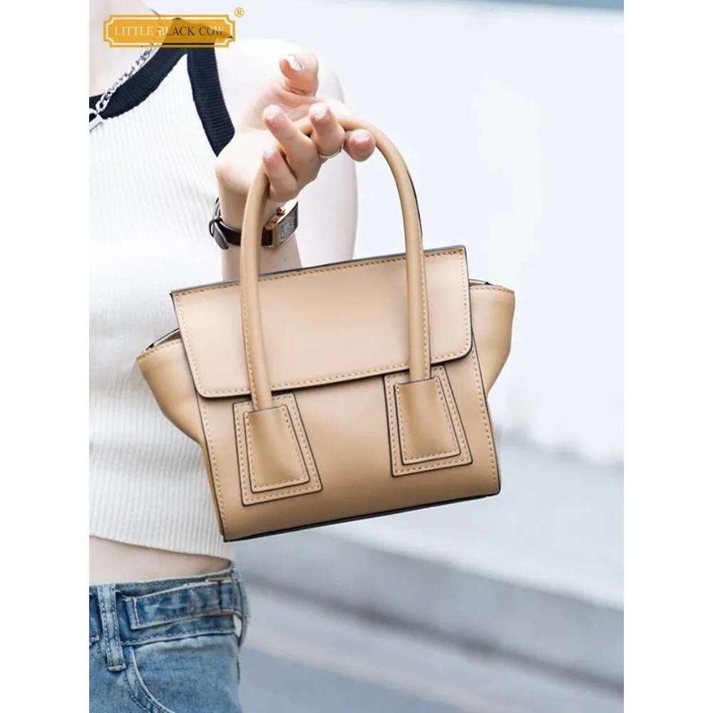 Fashion Women Cowskin Genuine Leather Bag Casual Office Ladies Tote Handbag Solid Color Designer Single Shoulder Crossbody Bags