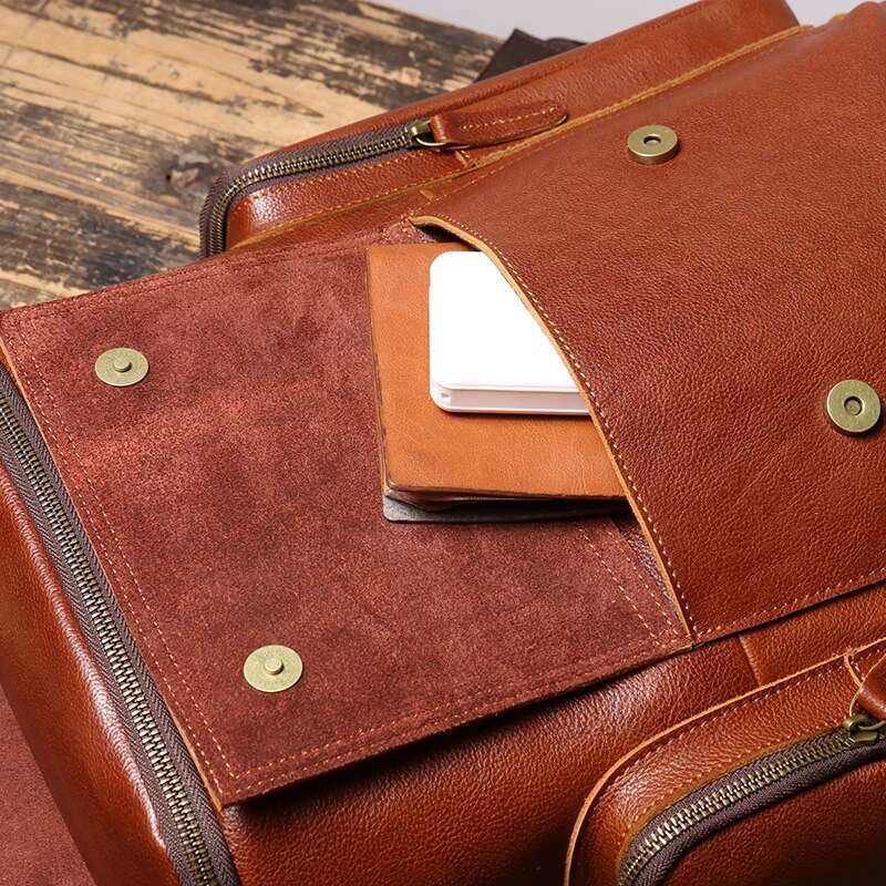 Women's Bags Leathfocus Vintage Cowhide Mountaineering Hiking Travel Backpack High-capacity Real Leather Man Satchel Laptop Bag