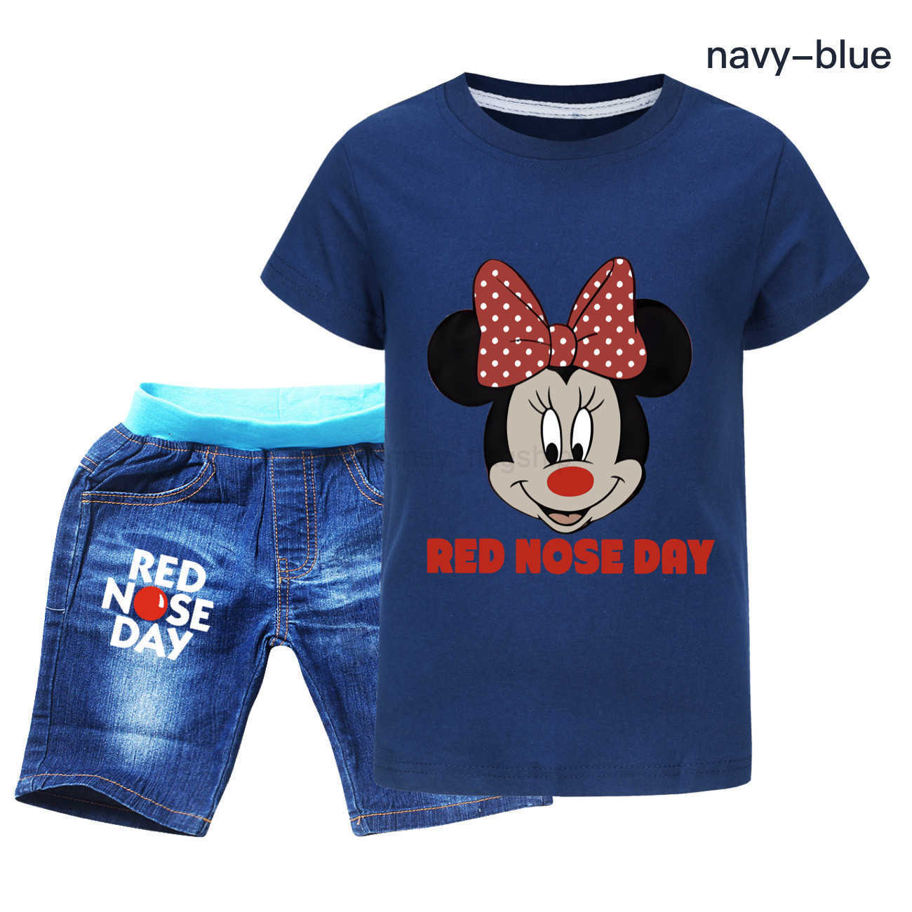 Disney Red Nose Mickey Boys and Girls Summer T-shirt Shorts Set Cowboy Set 4204XJ250409