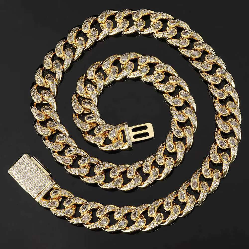 Jewelry 16mm Plated Men's Cuban Chain Necklace Cadena De Oro 14k Brass Guangdong