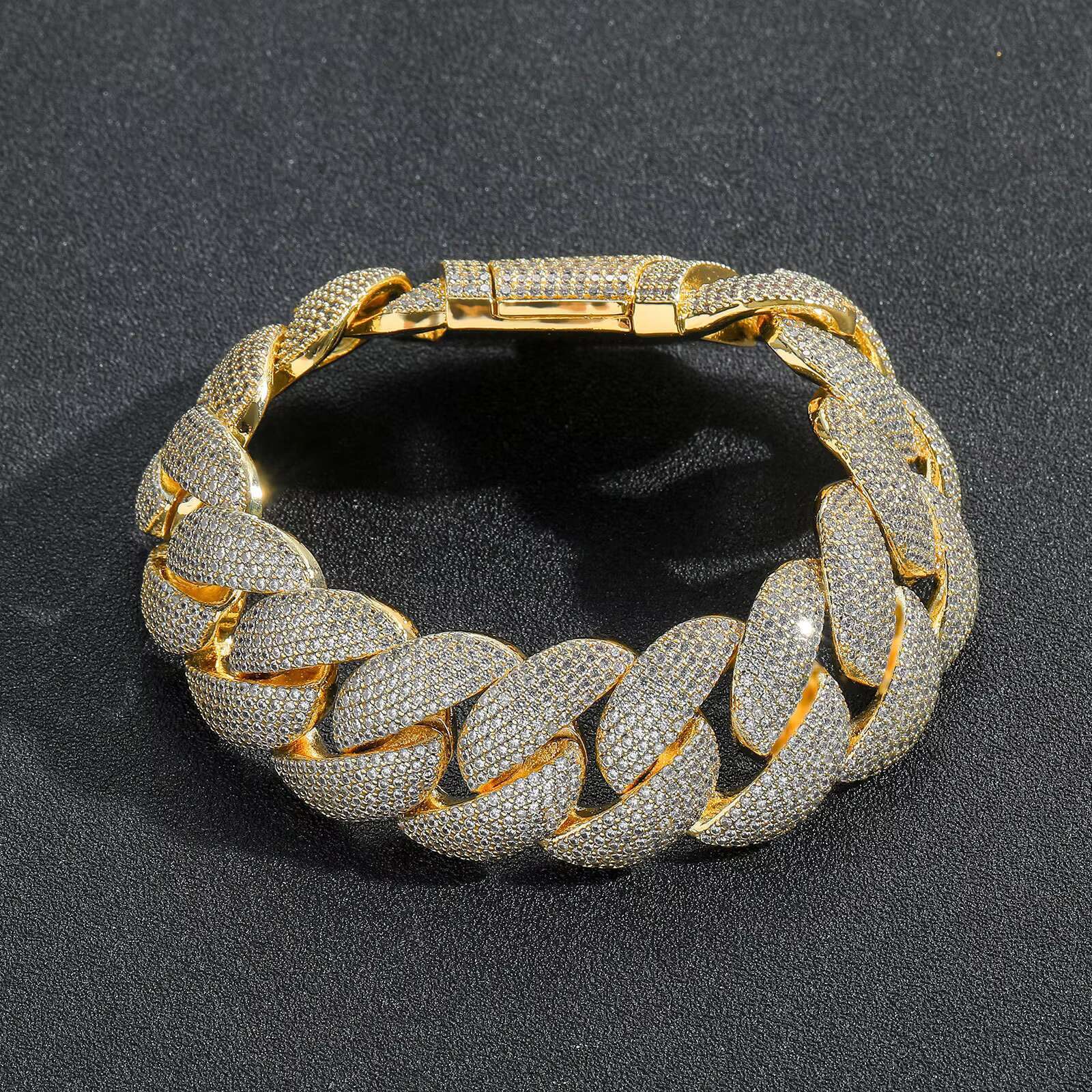 Hip-hop Trend Jewelry Copper-encrusted Zircon 22mm Cuban Chain Gold-plated Mens Necklace Wholesale