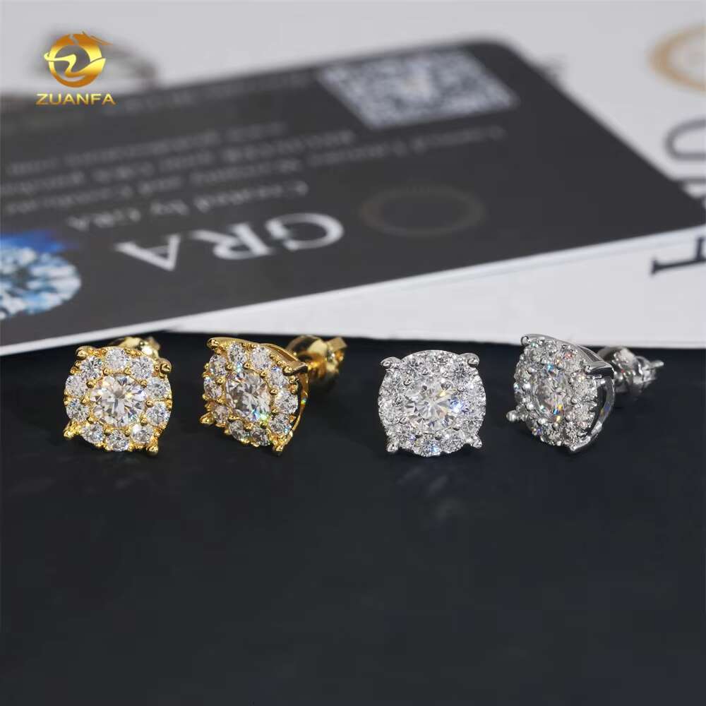 Factory Price Wholesale Jewelry Moissanite Diamond 925 Sterling Silver Mens Hip Hop Earrings
