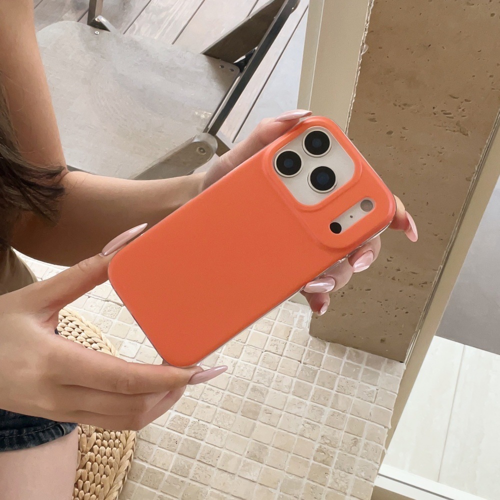 Orange Solid Color Phone Case Compatible with iPhone 17 Pro Max Simple Material Case iPhone 16/15 Pro Personalized 14
