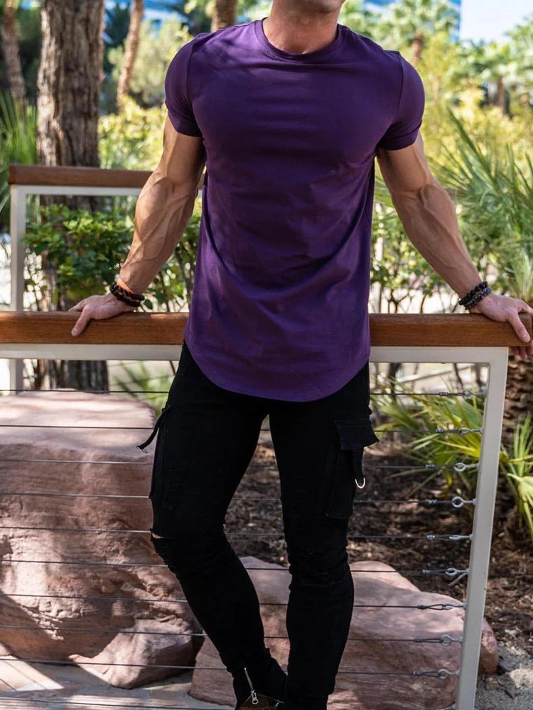 Muscle Fitness Tshirt Summer Mens Sports Training Short Sleeve High Quality Cotton Shirt Top 250409
