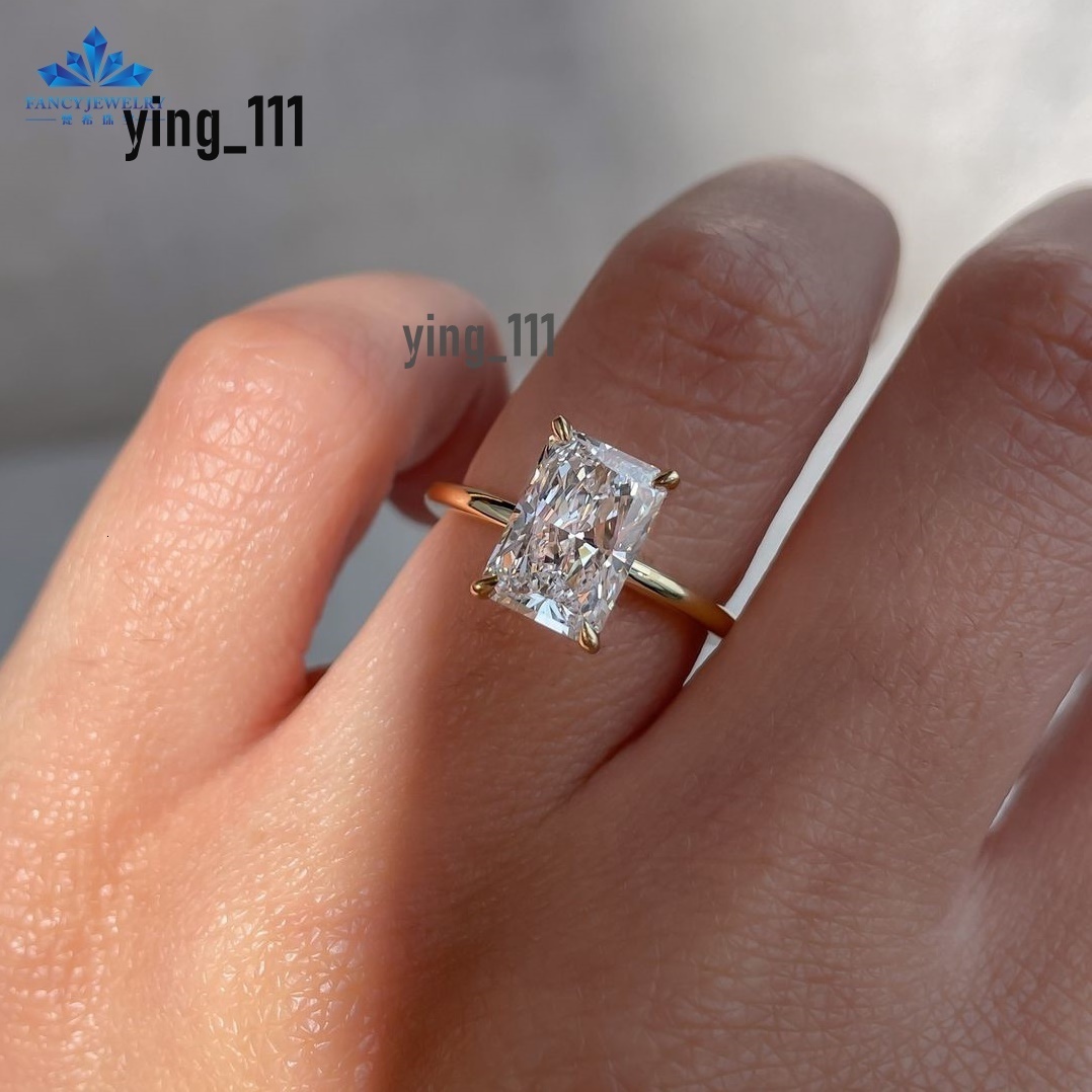 2CT Radiant Colorless Moissanite Rings Women Engagement Anniversary Gift 14K White Gold Moissanite Wedding Promise Ring