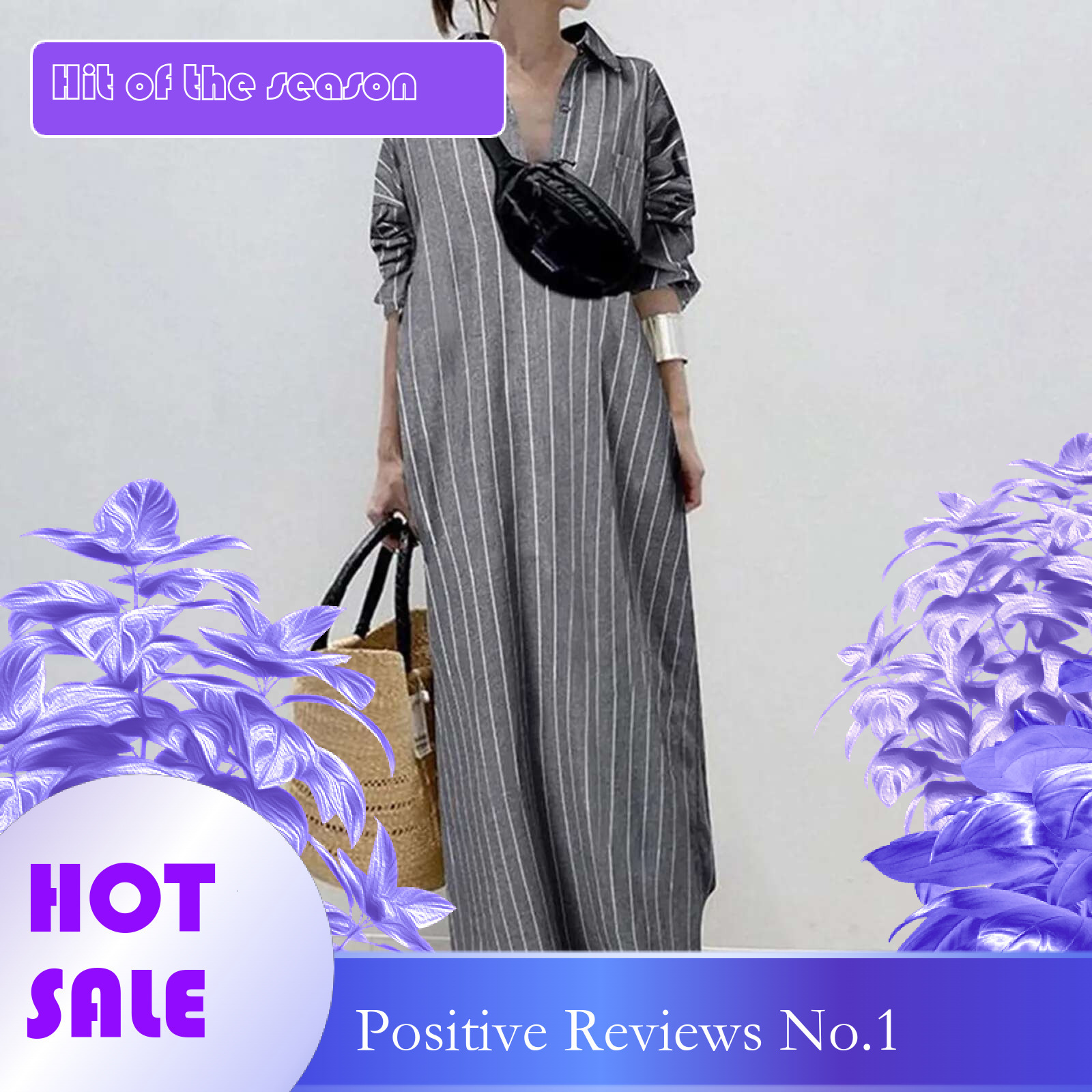 Dongdumaoyi Elegant Outfits Summer Dresses For Women Stripe Cotton Shirt Casual Loose Maxi Formal Occasion Ruffle Dress