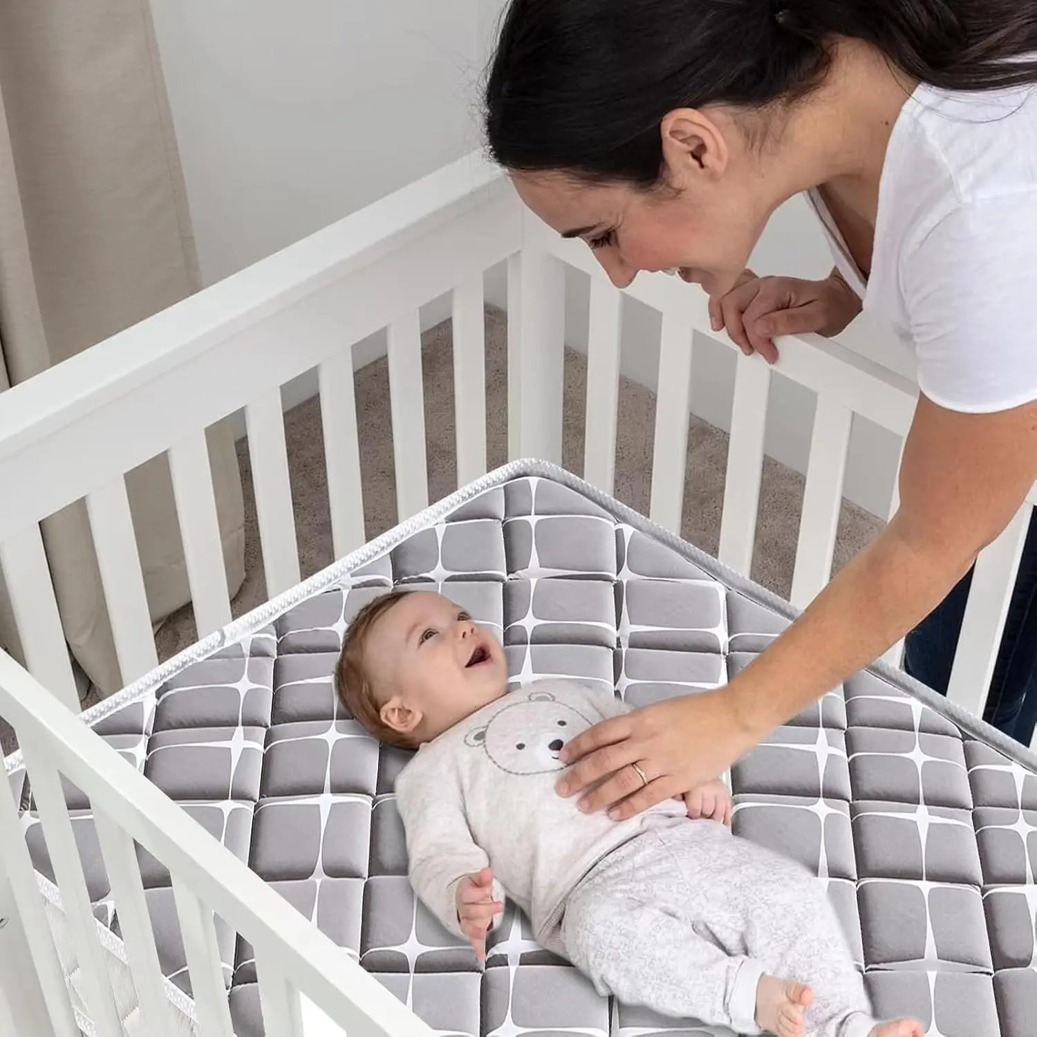 High quality double-sided baby mattress and toddler pad -52 inches x 27.6 inches x 5 inches - breathable - sturdy and soft 250409