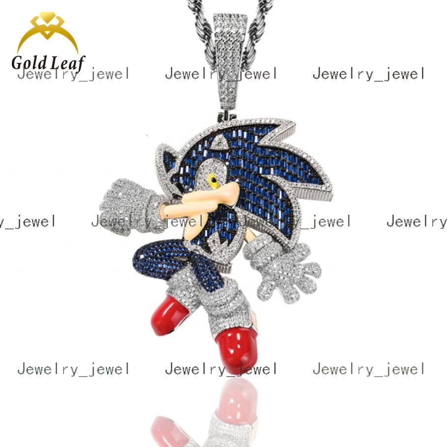Fashion Jewelry Hiphop 925 Sterling Silver Iced Out Sonic Pendant VVS Moissanite Sonic Custom Cartoon Character Pendant