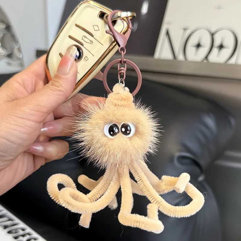 Cute mink octopus plush toy keychain stuffed animal doll Kaii keychain womens bag car plush keychain pendant girl giftXJ250409
