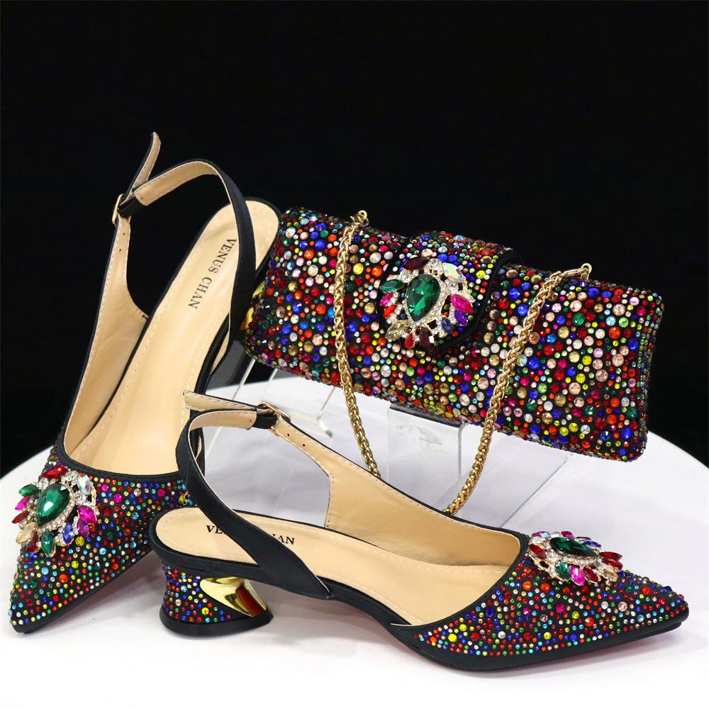 Dress Shoes Dark Green Women And Bag Set Ladies High Heels Pumps Match With Handbag Sandals Escarpins Femme Sandales