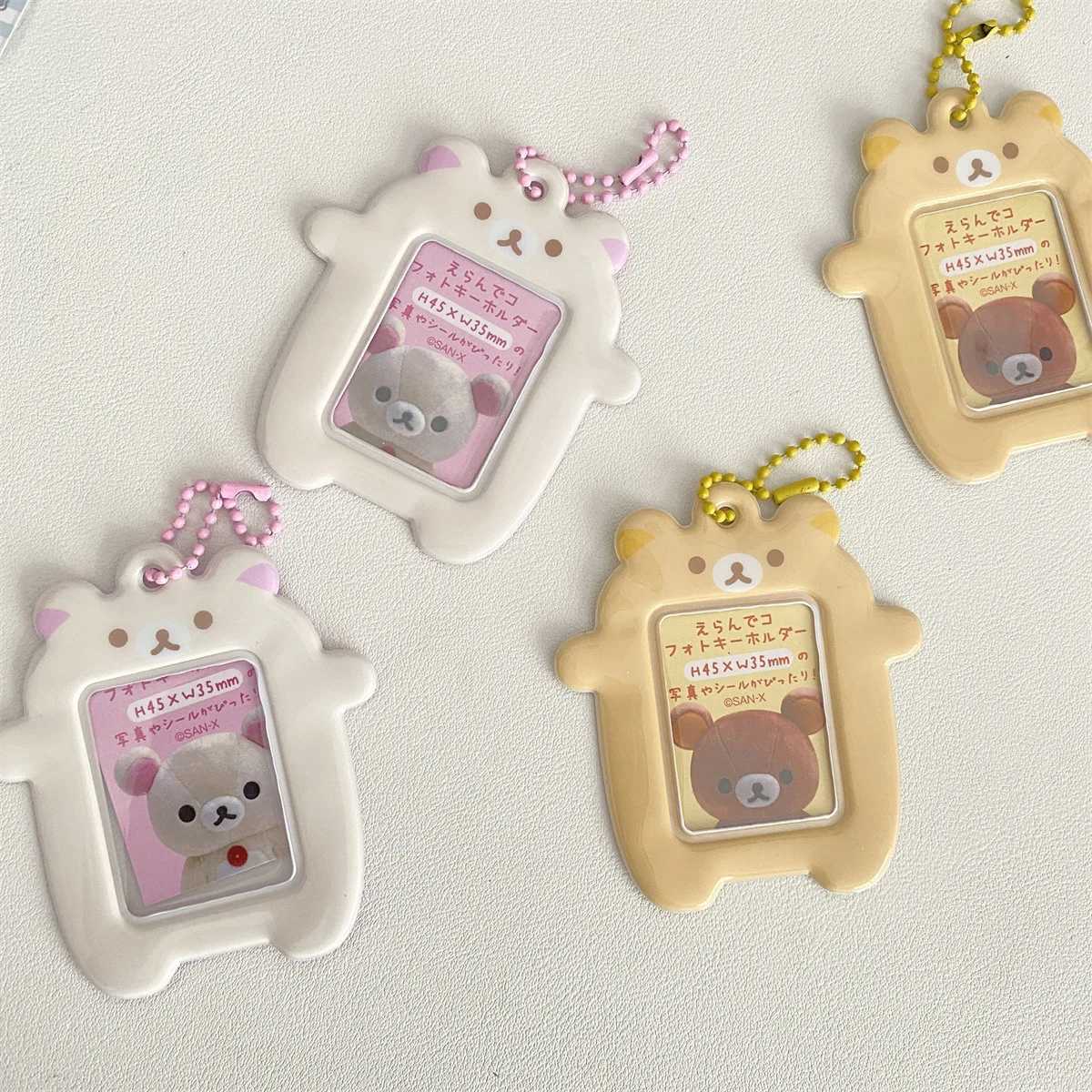 Janese Style Kaii Cartoon Bear Photo Card Holder Cute Bear K-Pop Idol Keychain for 2-inch Photo School Lnse ShellXJ250409