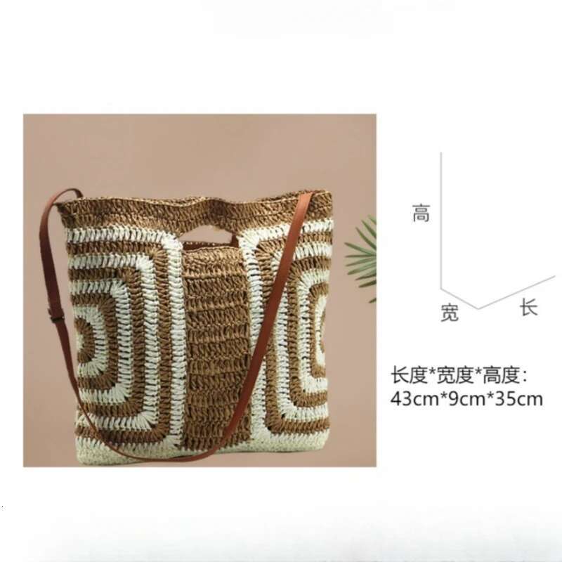Women's Large Capacity Paper Rope Woven Beach Female Bohemian Shoulder Bag 2024 Designcasual Bali Shopper Tote Ethnic Style