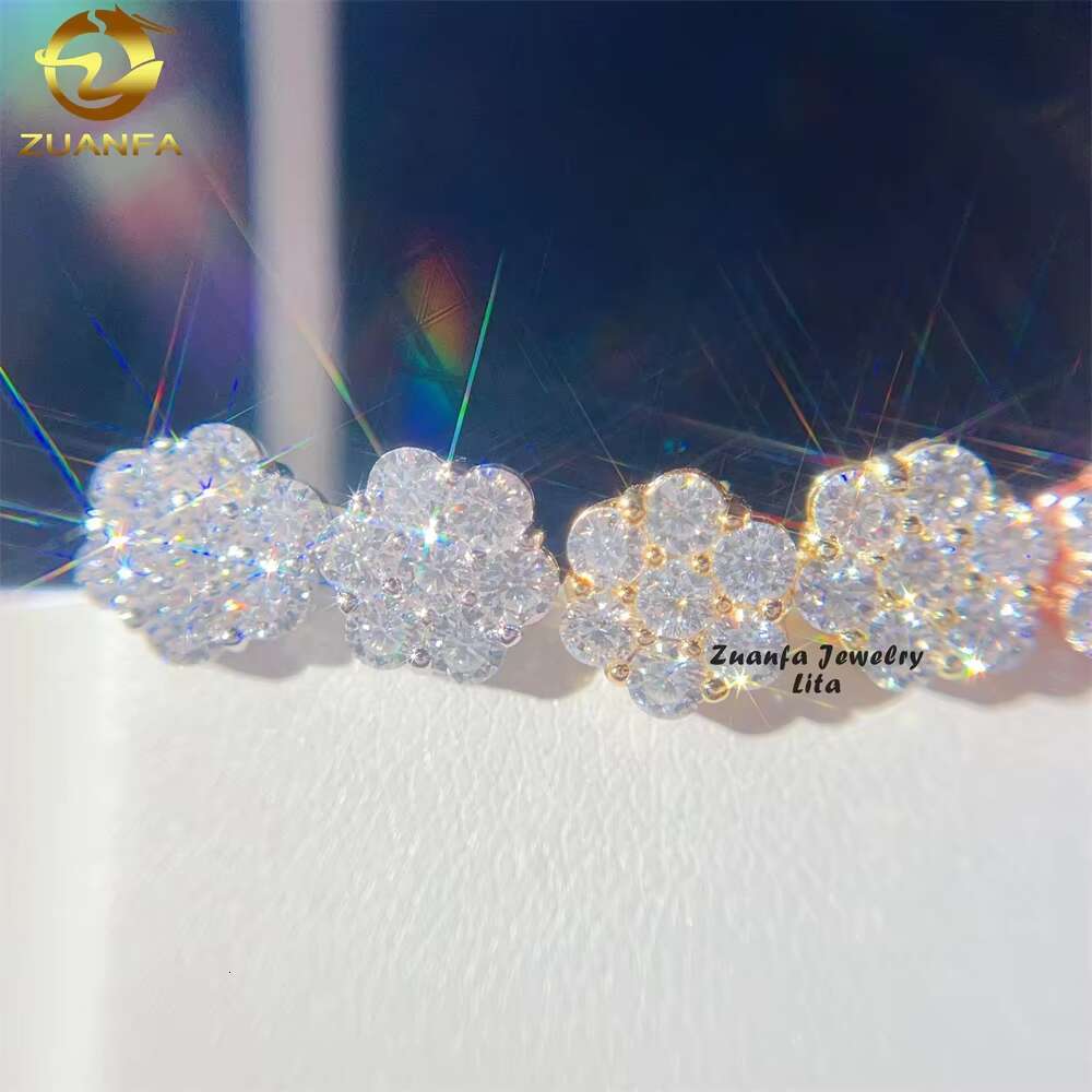 Pass Diamond Tester Screw Back Fashion 925 Sterling Silver Flower Moissanite Earrings