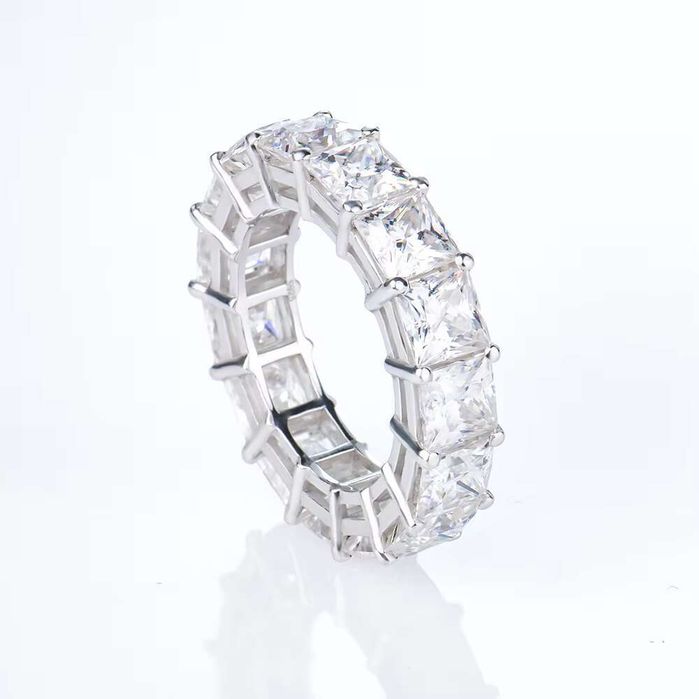 Trendy 925 Silver HIP HOPEternity Ring Collections Fancy Ring Moissanite Eternity Band for Men