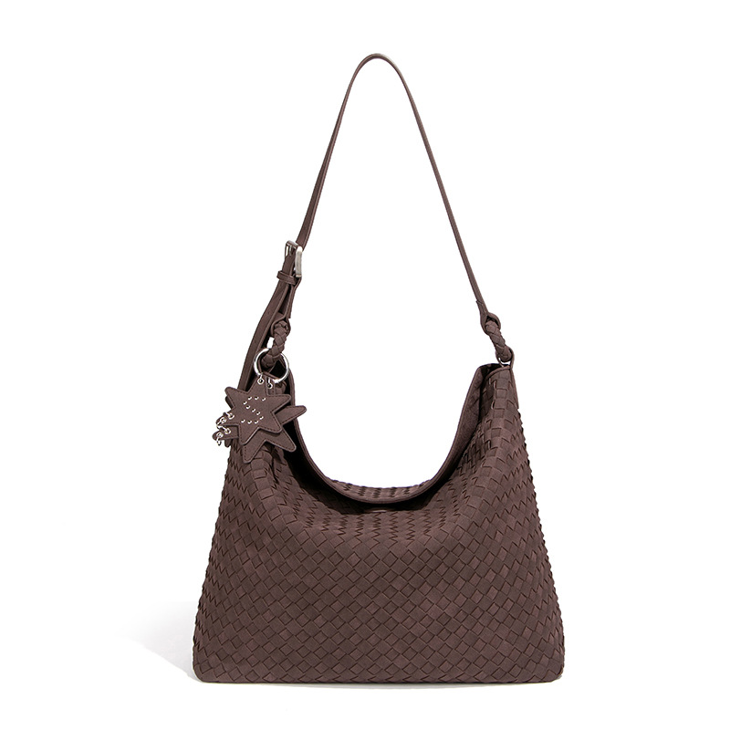 new shoulder bag underarm women's bag woven bag, simple high-end frosted suede handbag tote bag
