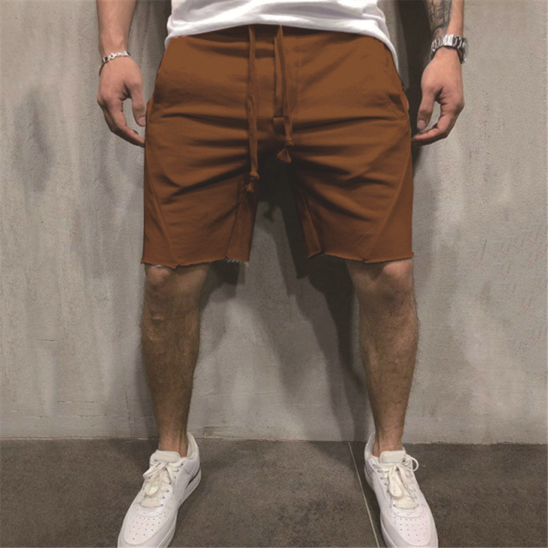2025 New Designer Men Shorts Men's Solid Color Sports Training Fitness Running Shorts Casual Beggar Style Destroy 5/4 Pants