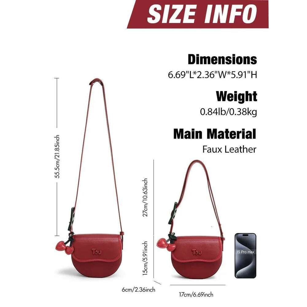 TOUTOU Cherry Saddle Women 2024 Red Crossbody Small Bag For Makeup Cosmetics Storage Fashion Female Valentine's Gift