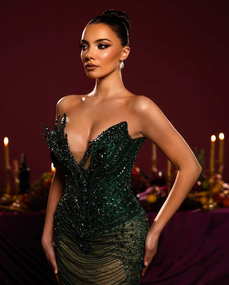 Fashion Show Prom Gown Feather Sleeve Evening Dress Sexy Party Dresses Prom Dresses Bridal Gowns Robes De Mariee Size Customized vestido de novia L255