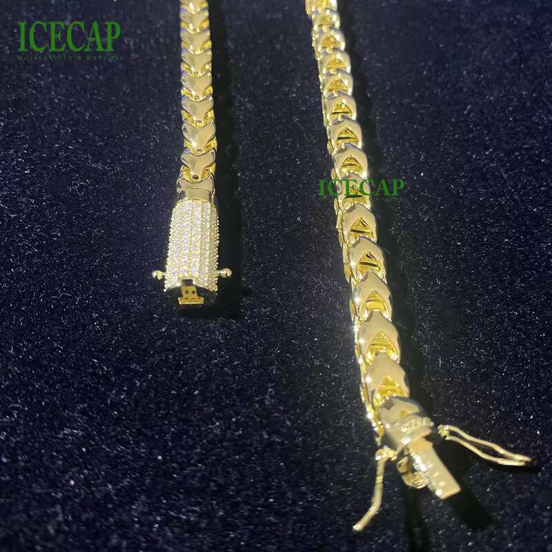 Latest Luxury Design Custom Hip Hop 925 Silver Chain Fashion Jewelry Necklaces Gold Plated Miami Link Chain Necklace for Men