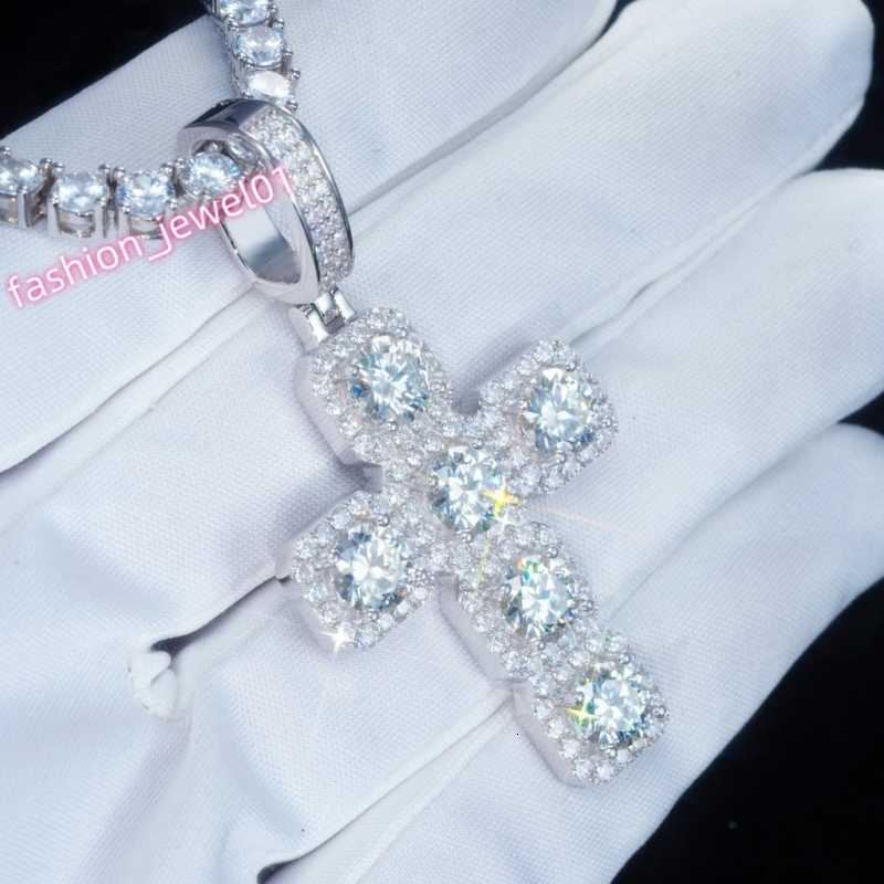 CUBAN LINK CHAIN 10MM in WHITE GOLD BUNDLE WHITE GOLD CROSS TENNIS CHAIN