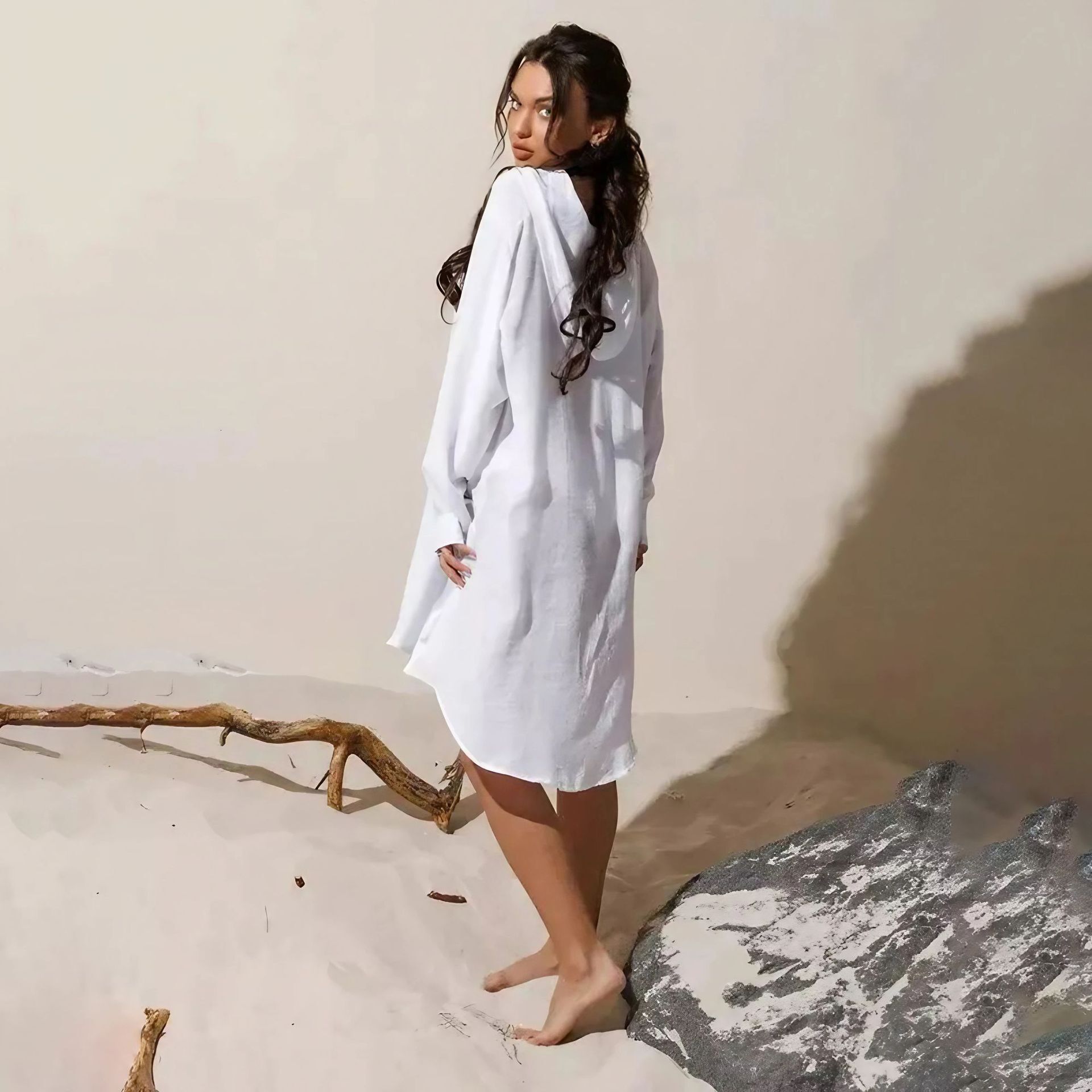 New products for 2025!! Beach skirt womens casual vacation solid color pullover bikini swimsuit womens dress