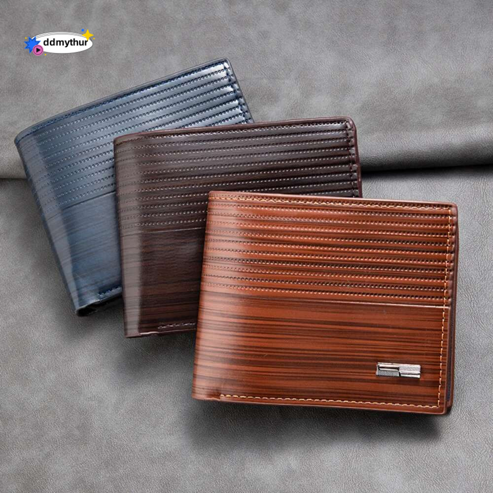 New Style Men Short Pu Leather Large Capacity Wallets Vintage Thin Male Credit Card Holder Black Small Money License Purses ddmythur