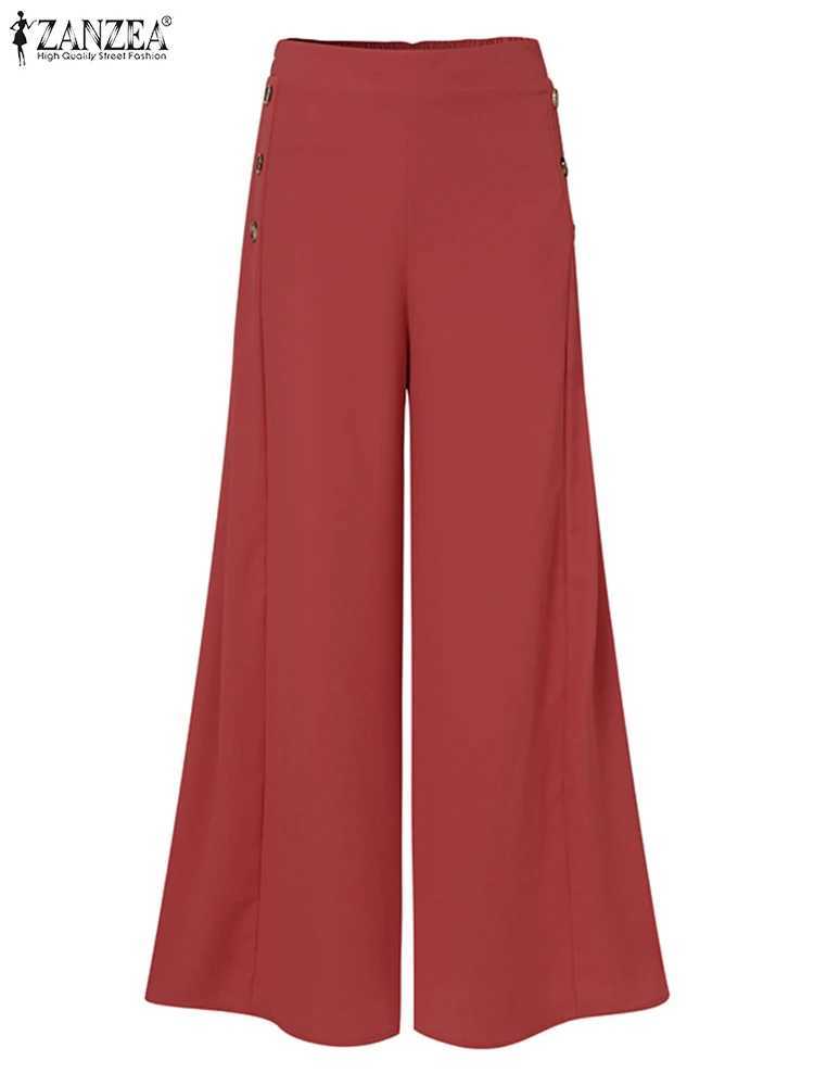 2023 Summer Casual Set Pants ZANZEA Ele OL Womens Wide Leg Pants Capris Solid Trouser Oversized Waist Pantn PalazzoXJ250403