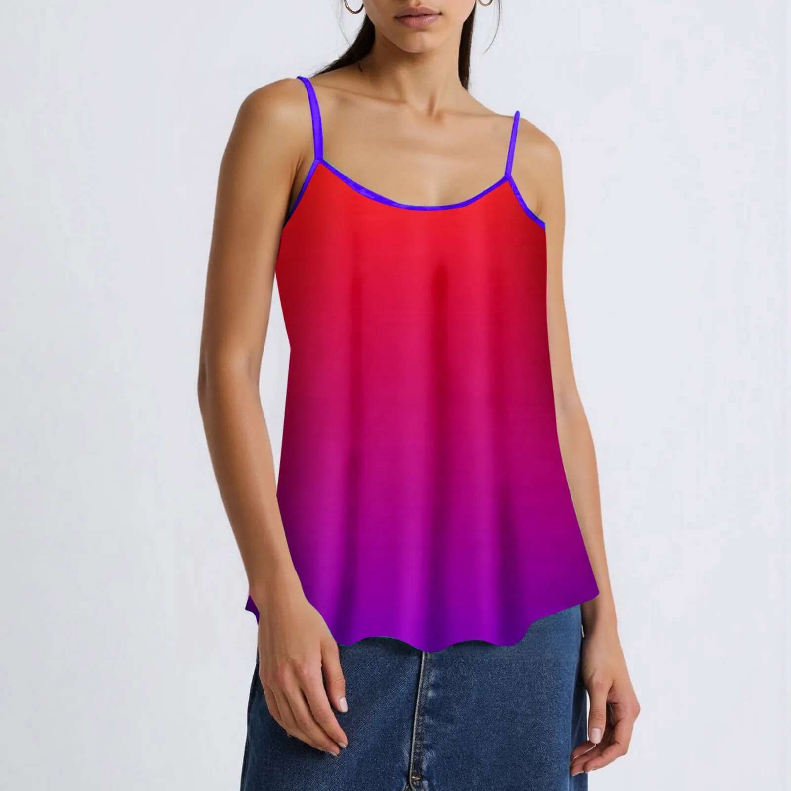 Dongdumaoyi Women S Gradient Sleeveless Tank Top Wy Casual Summer Blouse With Scoop Necke Perfect For Daily Wear Women S Tight Underwear