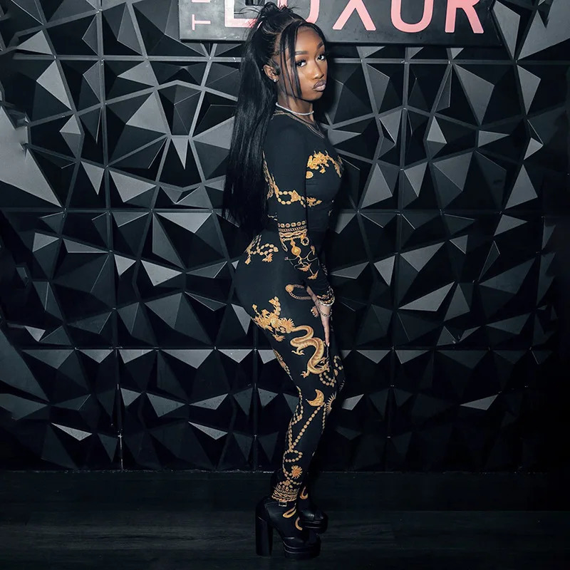 ANJAMANOR Fashion Print 2 Piece Pant Sets Top Leggings Baddies Outfit for Women Spring Sexy Black Nightclub Outfits D85CG28 250408