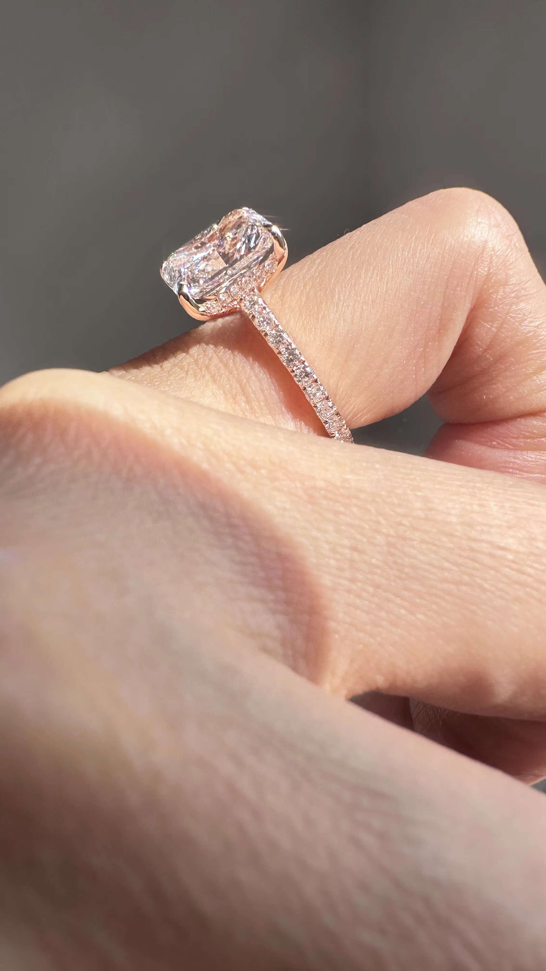3ct DEF VS-VVS Radiant Cut Lab Diamond Engagement Ring With Hidden halo Sparkly Proposal Ring 100% Handmade Customize