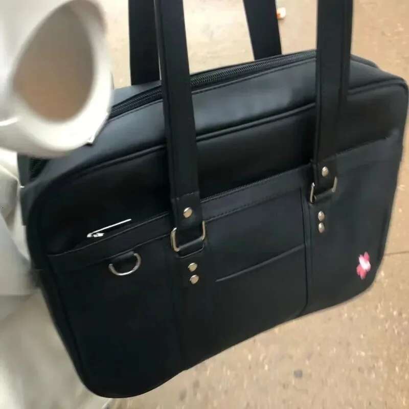 2024 New Women Japanese JK Uniform PU Student Commuter School Bag Large Capacity One Shoulder Straddle Bags Handbag Totebag
