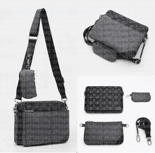 Handbags Men Leather TRIO Messenger Bags Luxury Shoulder Bag Make up Bags Designer Handbag Luxurys designers Mens Shoulder Bags