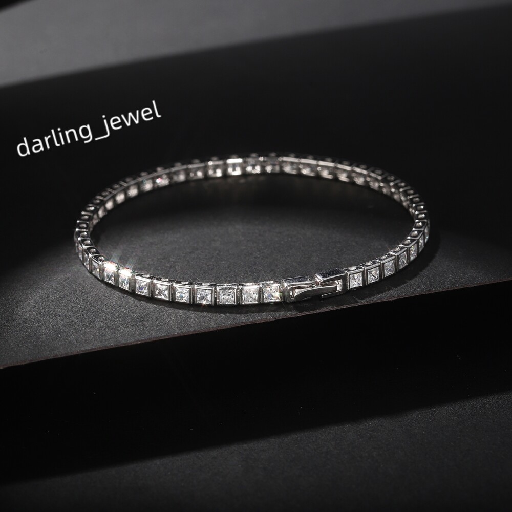 High End Fashion Moissanite Jewelry Fine Chain Zircon S925 Sterling Silver 18k Gold Plated VVS Moissanite Tennis Chain Bracelet