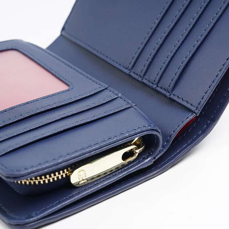 CH Pure Colour Letter Printed Style Card Premium Simple Design Fashion Women's Short Wallet
