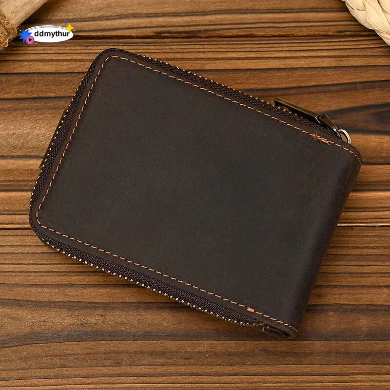 Luufan Men Genuine Leather Purse For Cards Case Short Wallet Hasp Credit ID Bank Card Holder Women Cardholder ddmythur