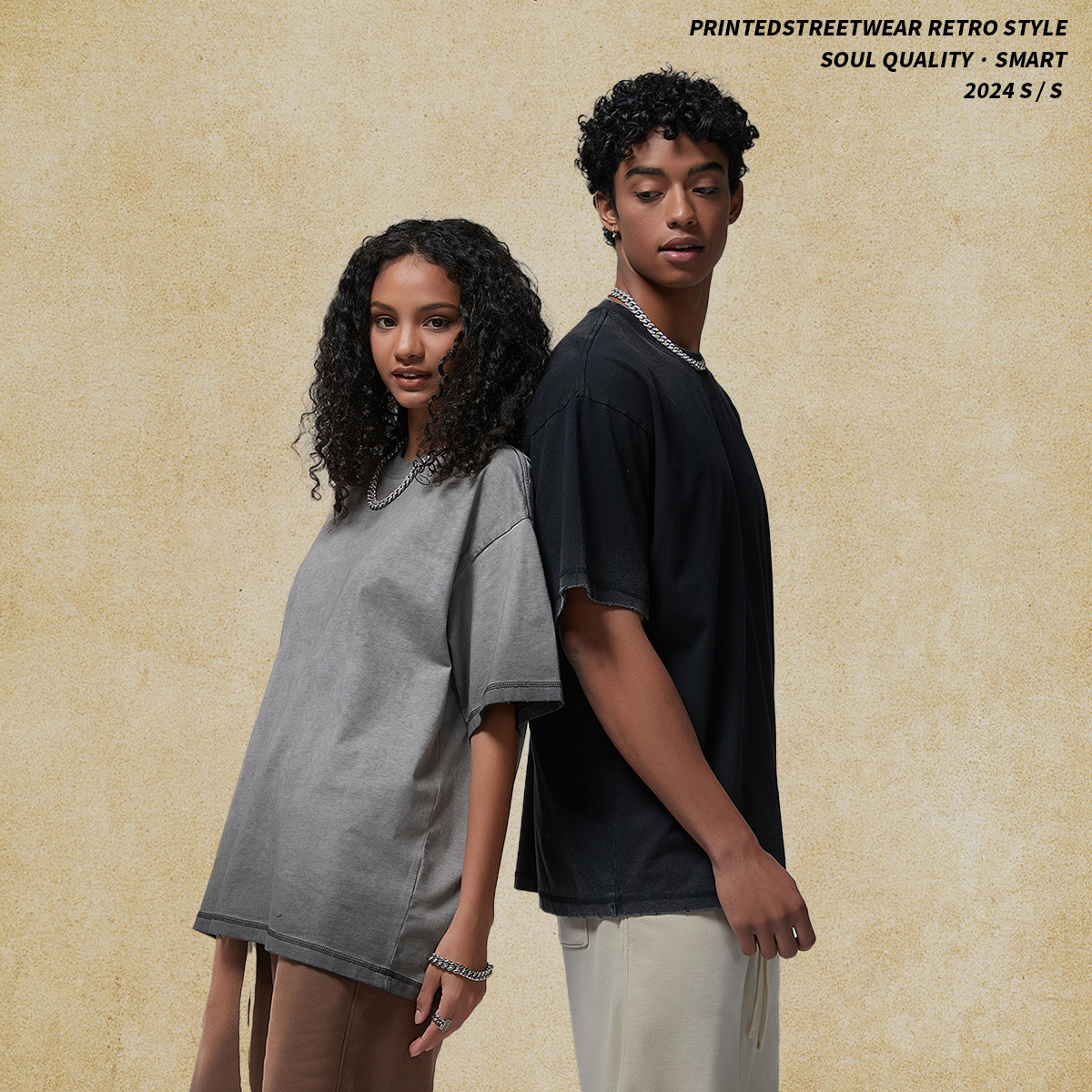2025 Spring/Summer New Product 275g Reverse Stir fried Color Doing Old Wash Water T-shirt American Trendy Brand Grinding Edge Men's Short Sleeve