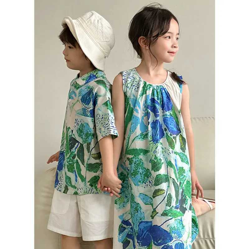 Beach Couple Looks Family Matching Clothing Holiday Mom Daughter Holiday Dress Holiday Dad Son Shirt Set sisters Brothers Clothing S2548