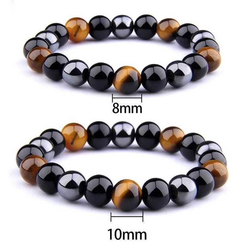 Natural Black Obsidian Hematite Tiger Eye Beads Bracelets Men for Magnetic Health Protection Wen So Jewelry Psera HbreC250408