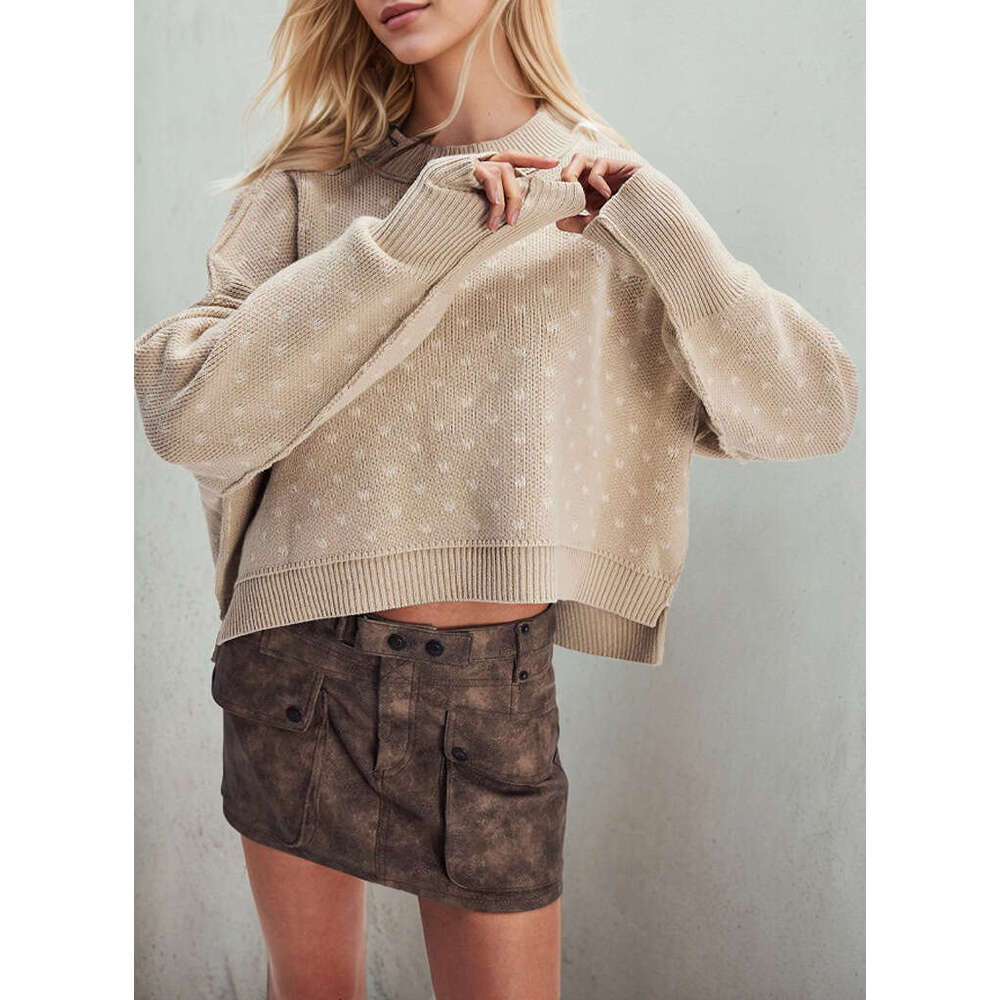 2025 Autumn Winter New Women's Fashion Round Neck Elegant Commuter Knit Loose Heart Pullover Sweater