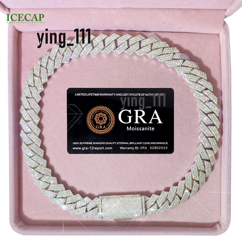 Hip Hop Miami Cuban Link Chain Mens 14k 18k Gold Plated 18mm Diamond Necklace Men Jewelry Custom Cuban Link Chain in Silver 925